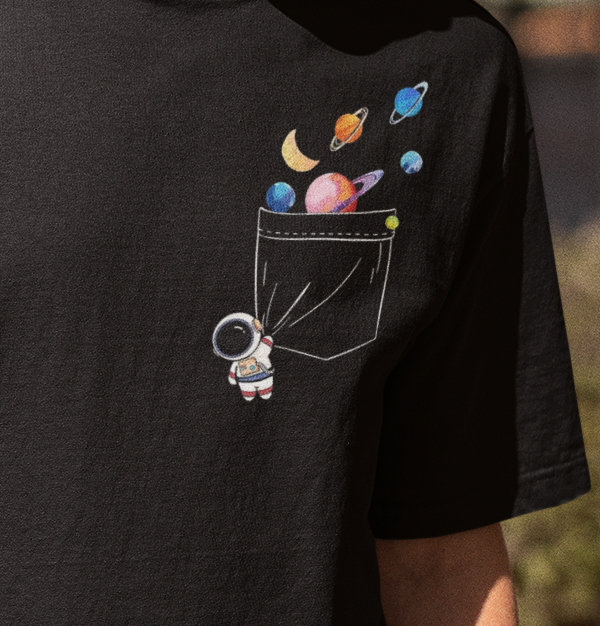Cosmic Pocket Oversized T-Shirt | Space Streetwear